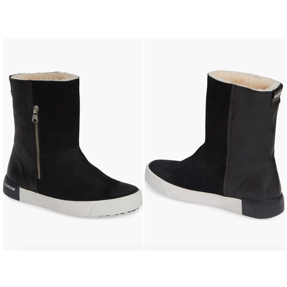 New Blackstone QL40 Genuine Leather Shearling Lined Boots in Black Women's 10
